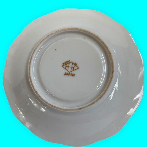 Occupied Japan Demitasse Cup & Japanese Saucer Hand Painted Pink and Gold - Picture 7 of 11